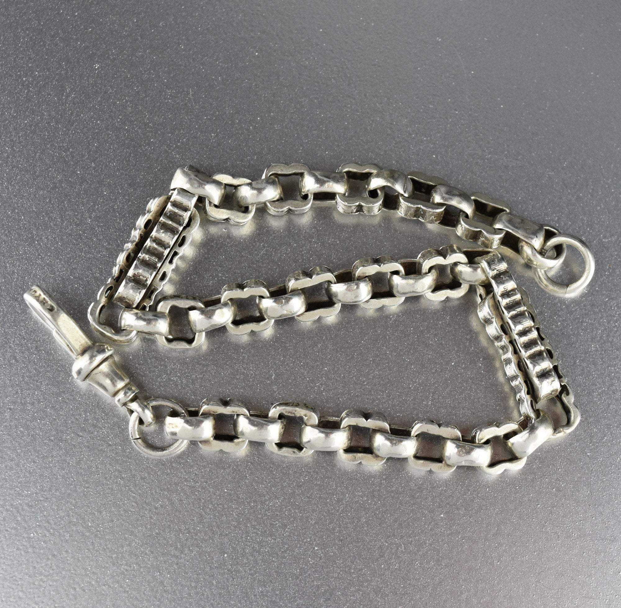 Vintage Silver Watch Chain Star Bracelet 19th century | Boylerpf