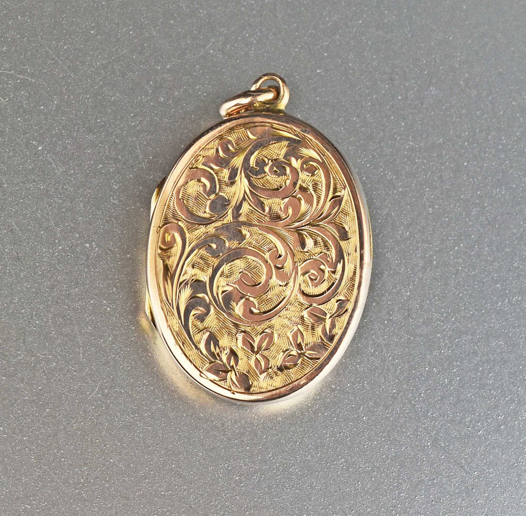 Vintage Victorian 10K Gold Engraved Locket 1900s Boylerpf