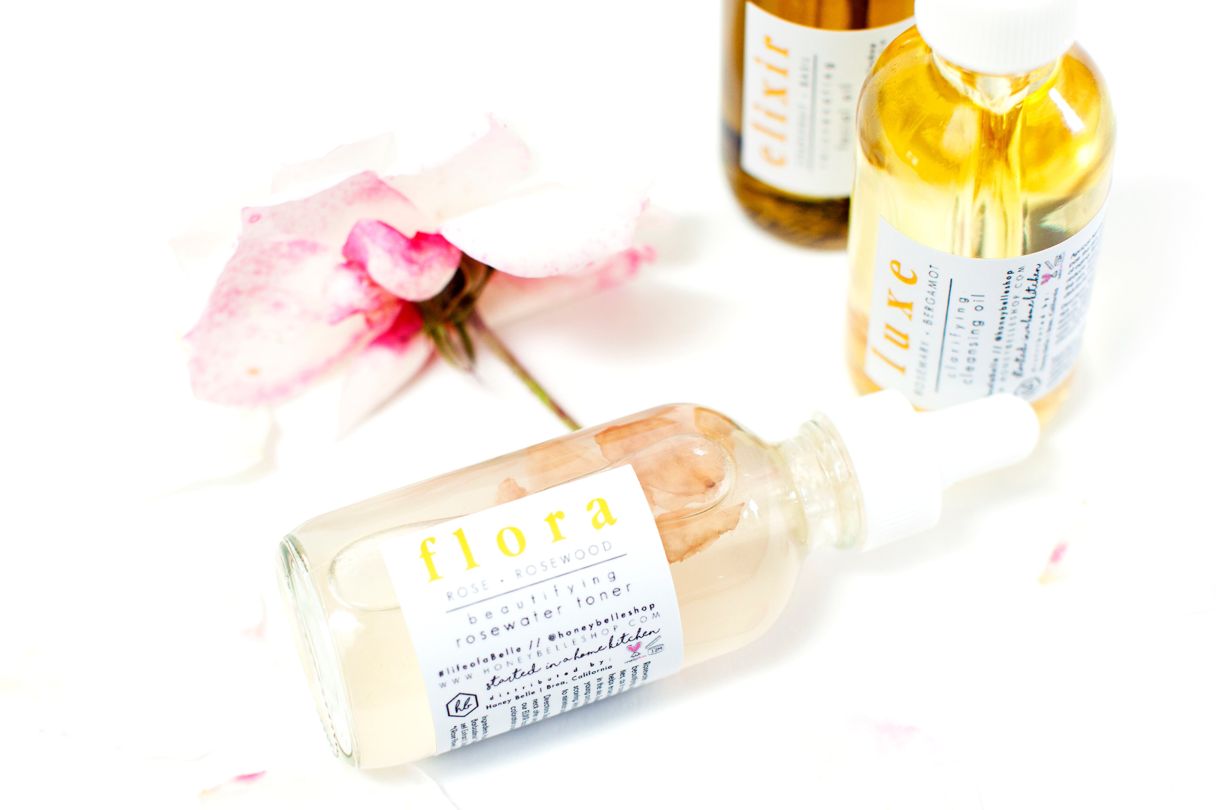 rosewater toner, rosewater, flora, flora toner, honey belle, honey belle shop