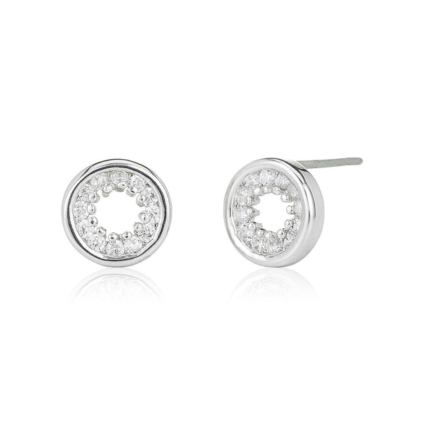 Silver Halo Stud Earrings
