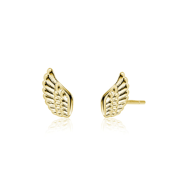 Wings Stud Earrings in Yellow Gold