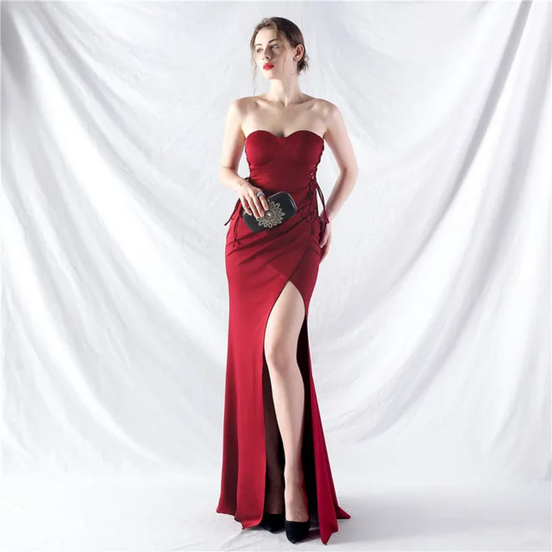 Elegant Strapless Mermaid Maxi Dress for Weddings & Parties - Image 12