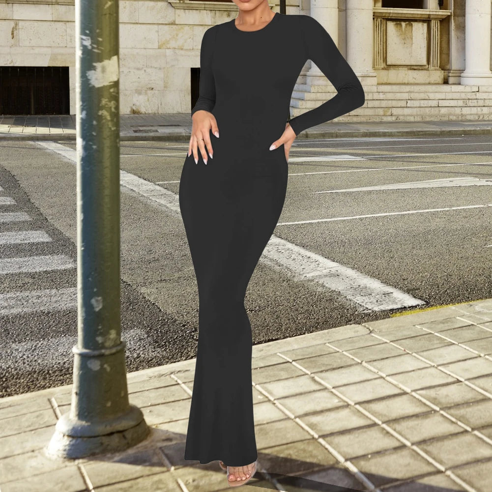 Sexy Slim Fit Long Sleeve Lounge Dress for Women - Image 3