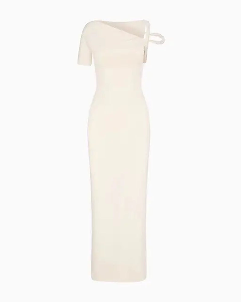 Asymmetrical One Shoulder Slim Fit Twisted Dress - Image 9
