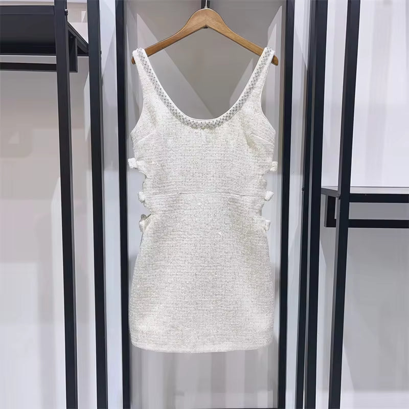 Sequined Beaded U-Neck Open-Waist Sleeveless Dress - Image 3