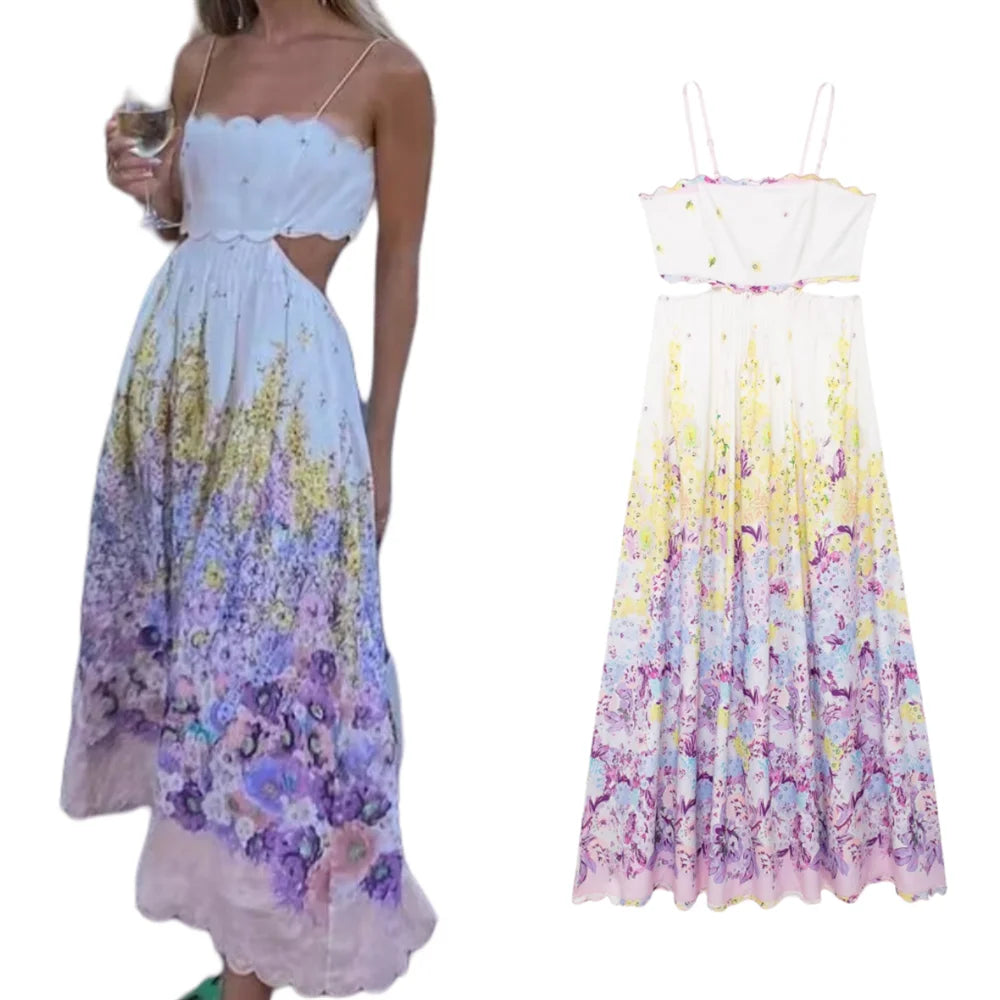 Floral Pleated Suspenders Dress for Women - Summer Style - Image 3