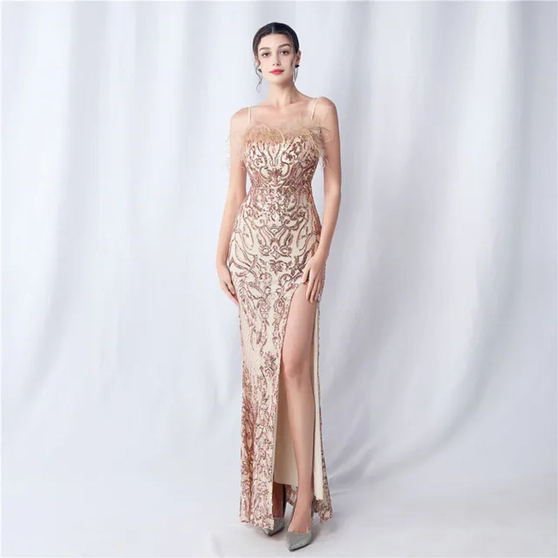 Elegant Sequin Maxi Dress with Split for Evening Events - Image 10