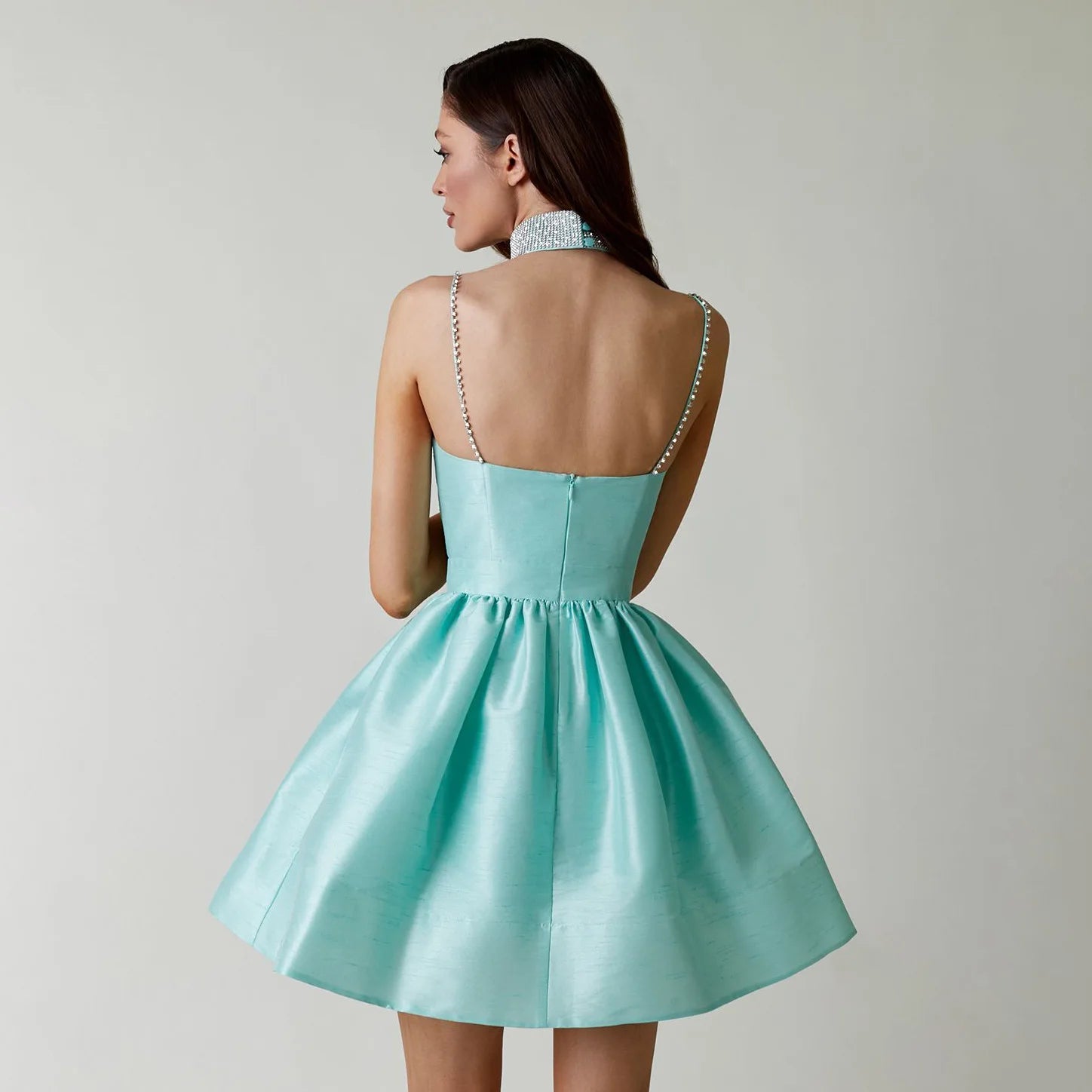 Stylish Summer Women's Pleated Strap Dress with Rhinestones - Image 6
