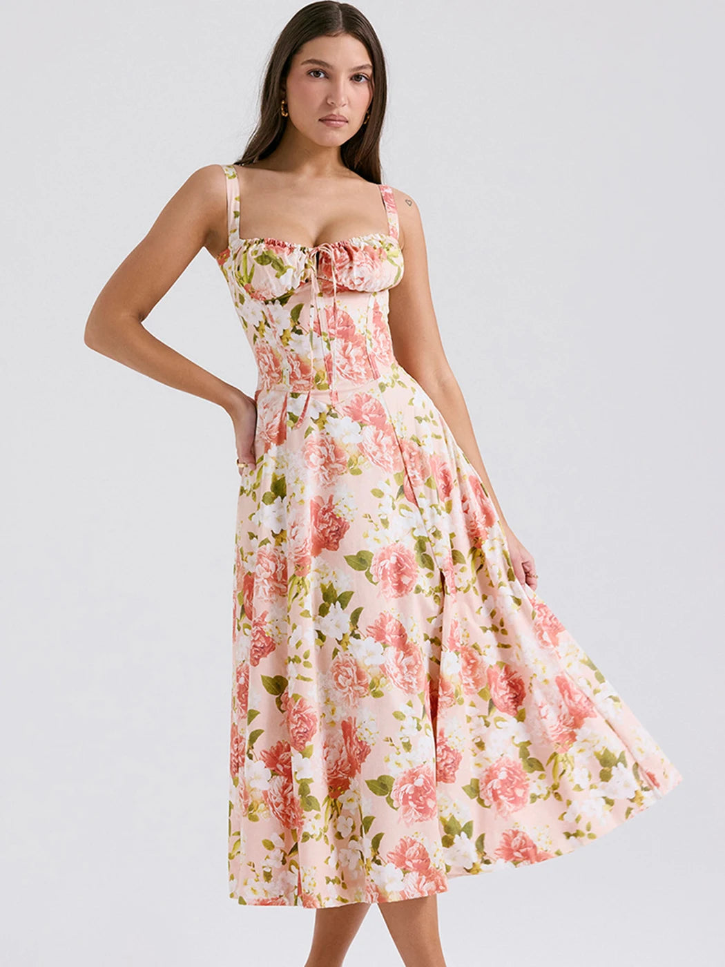 Slit Hem Strapless Midi Dress for Elegant Summer Evenings - Image 8