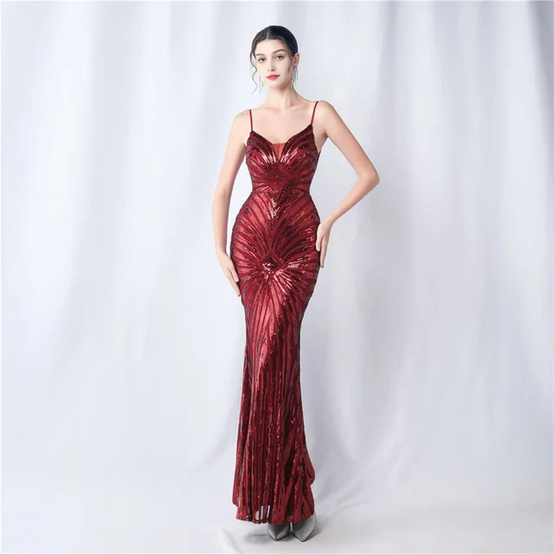 Elegant Sleeveless Sequin Mermaid Dress for Parties - Image 12