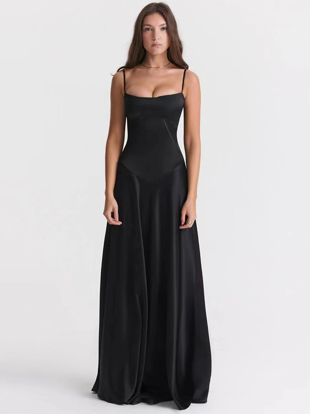 Chic Hollow Out Open Back Satin Midi Dress - Image 5