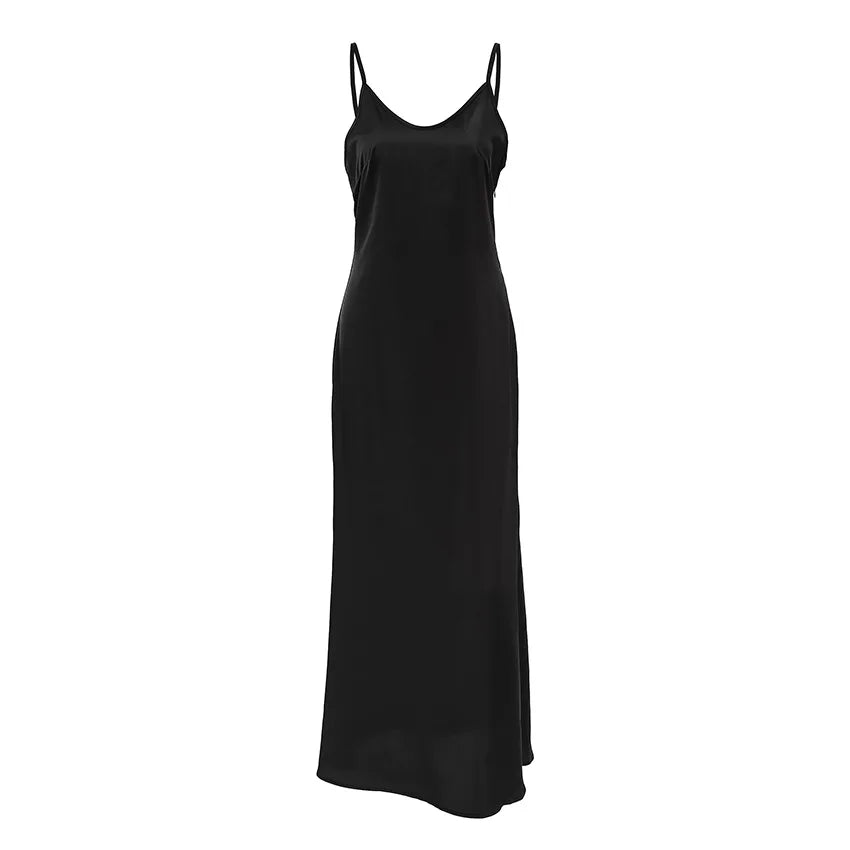 Black Satin Sleeveless V-Neck Mini Dress for Spring - Image 6