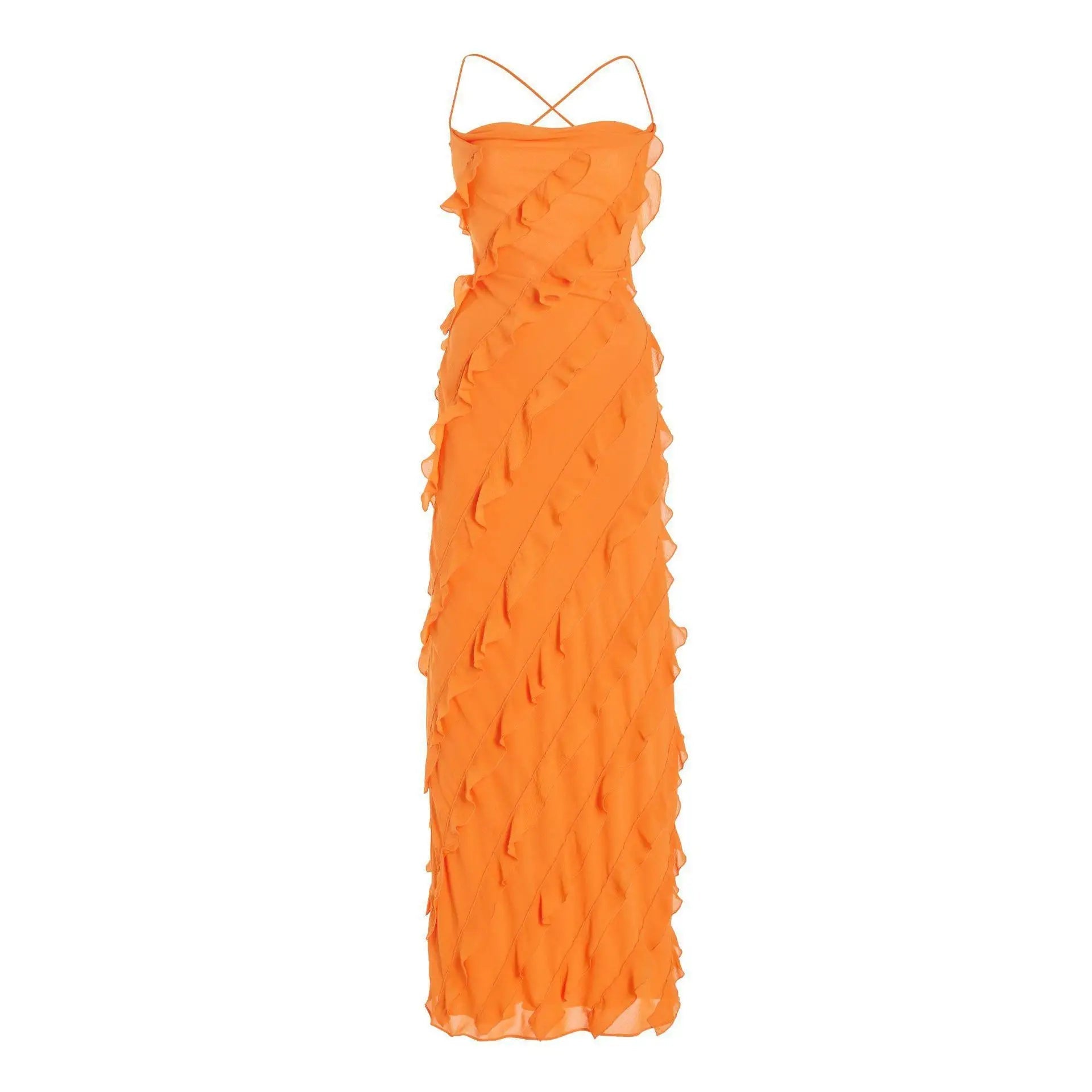 Chic Off-Shoulder Split Dress with Wood Ear Edge - Image 5
