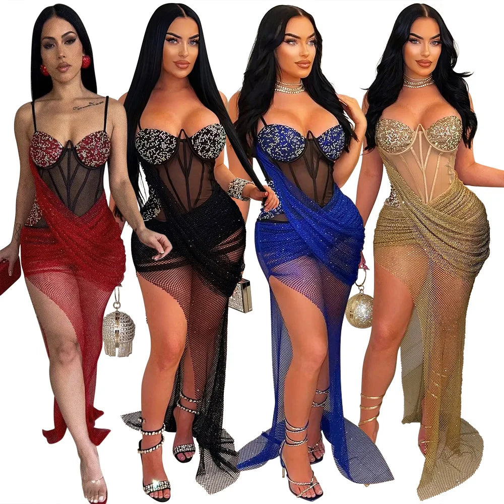Sexy Irregular Mesh Dress with Suspenders for Summer - Image 3
