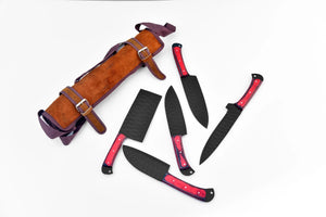TK-089 5-Piece Knife Set / with Leather Carry Bag - Barnwood Living