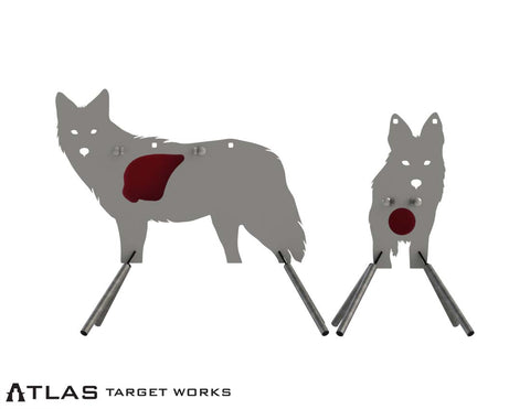 front facing and side profile coyote targets shown side by side