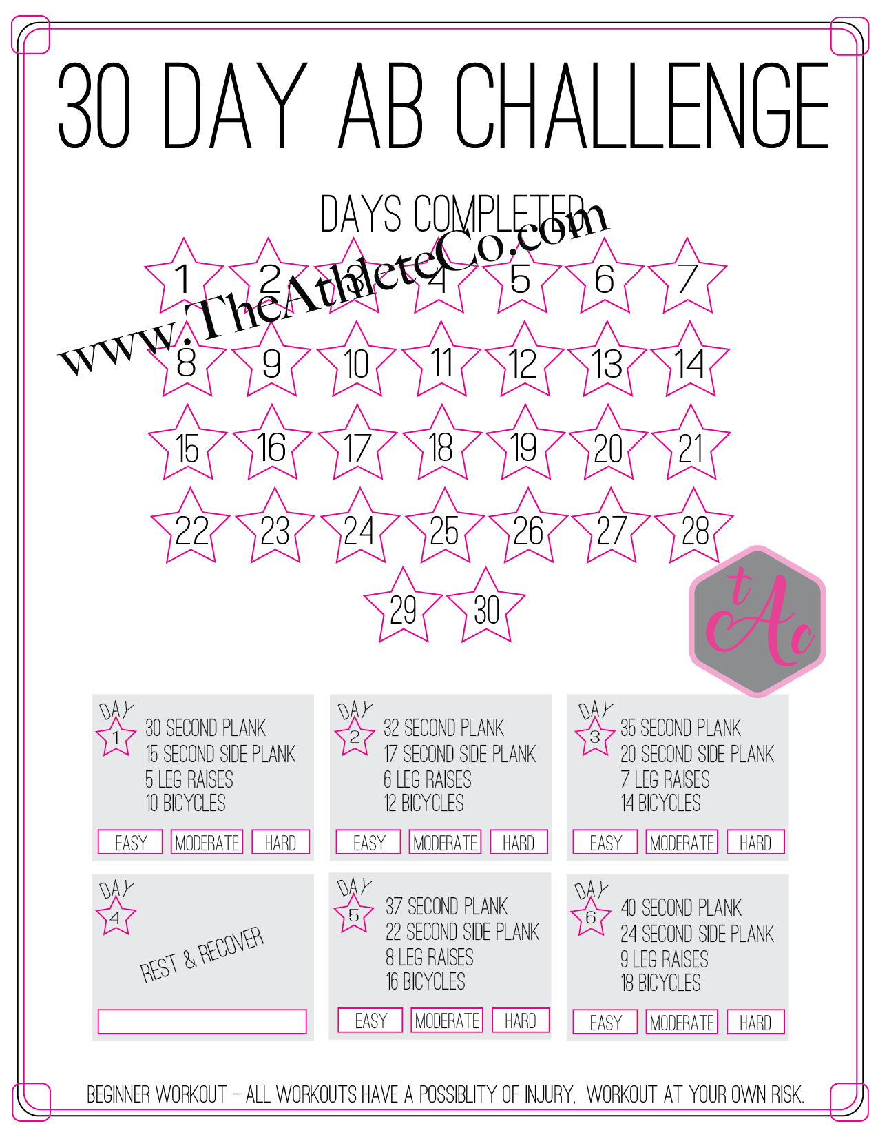 30 Day Ab Workout Challenge – The Athlete Company