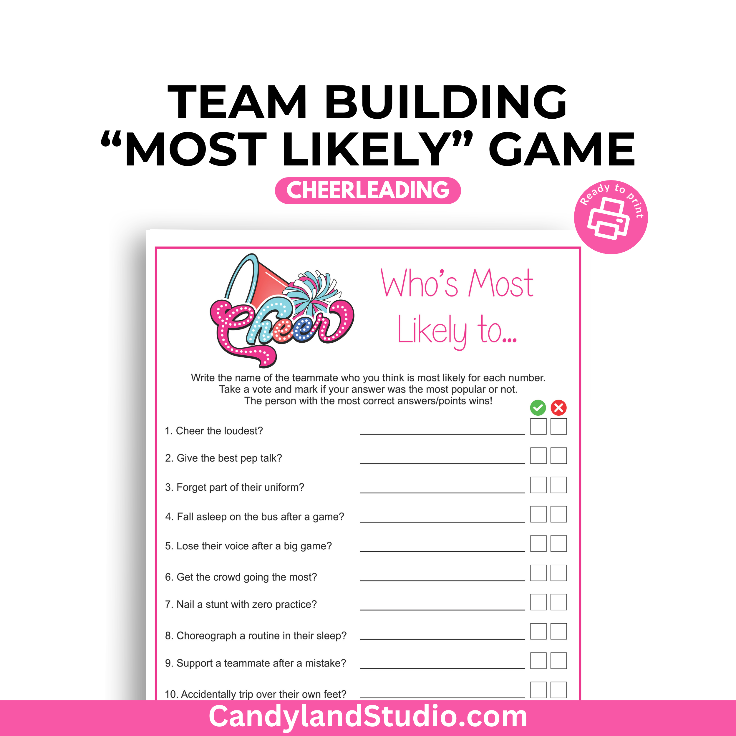 Cheer Squad Game - Who is Most Likely