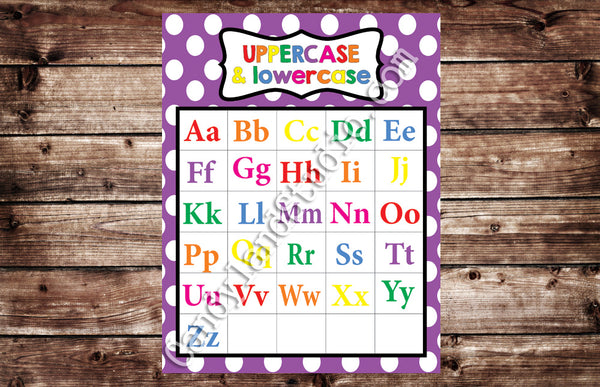 Printable Uppercase Lowercase Alphabet Charts Digital File Candyland Studio
