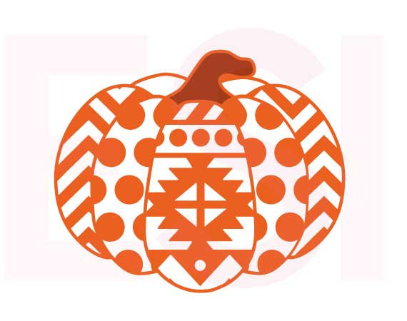 SVG Cutting Files Halloween Pumpkin Aztec, Polka Dot and Chevron 