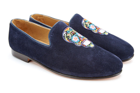 Suede, Leather, and Kilim Loafers 