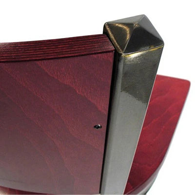 Wood Back Steel Restaurant Chair Finial Detail