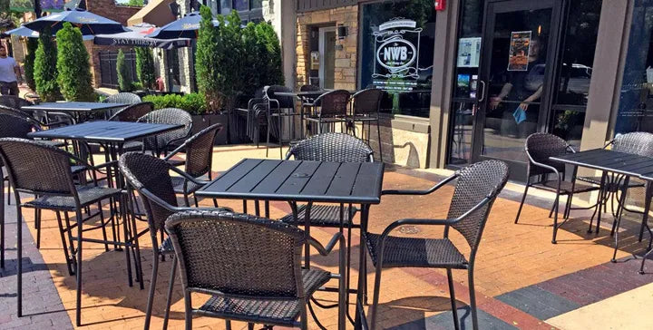 Modern Outdoor Steel Bar Tables Installation