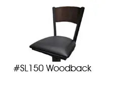 Steel Floor Mounted Pedestal Stool Plain Wood Back