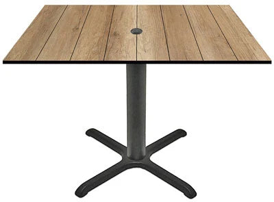 Indoor Outdoor Solid Core HPL Restaurant Table Top Square Vintage Oak Pattern
