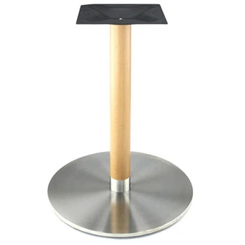 Stainless Steel Table Base with Wood Column