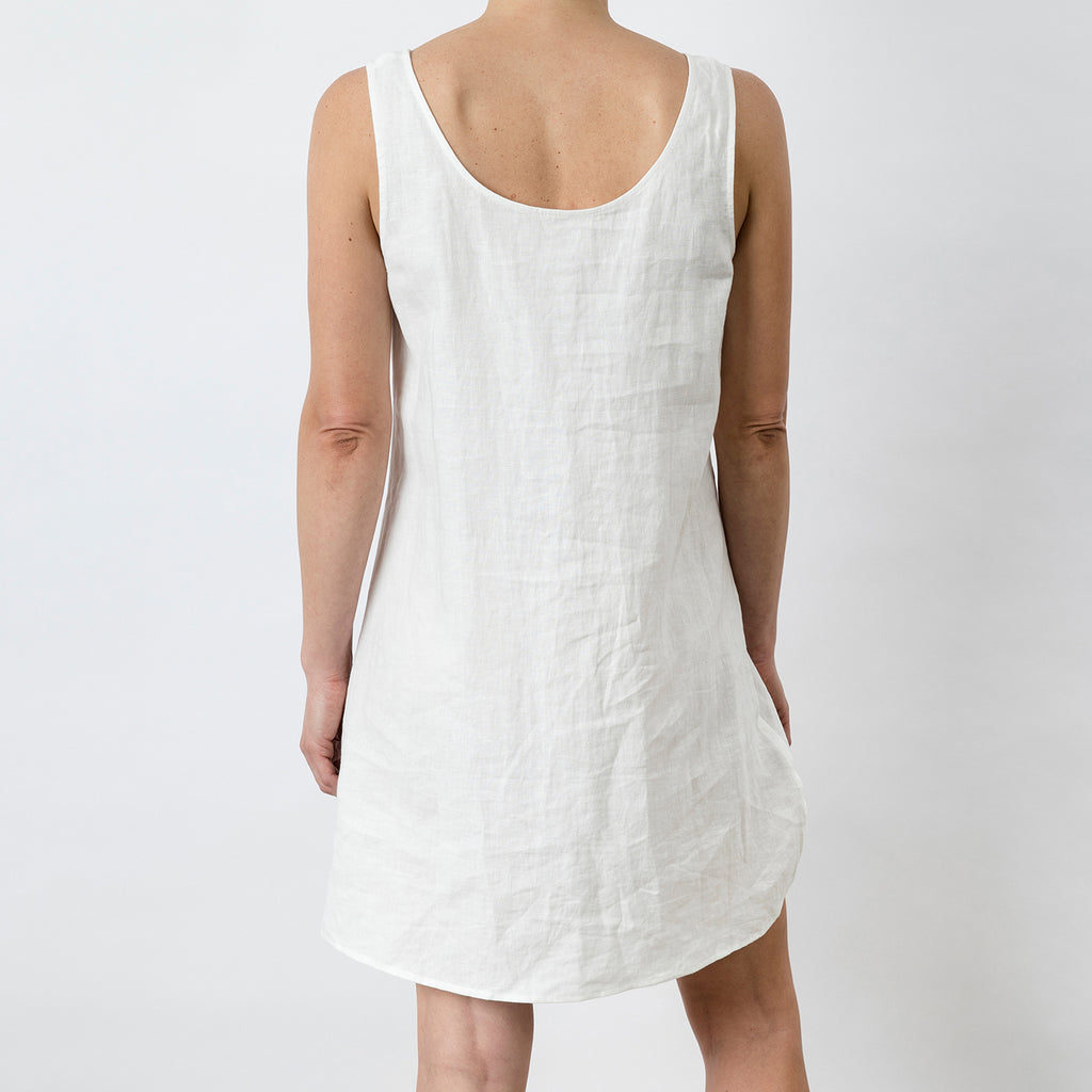 Hana Linen Dress - White- CULTIVER- USA