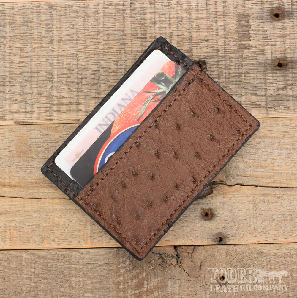 Brown Ostrich Leather Magnetic Money Clip Wallet – Yoder Leather Company