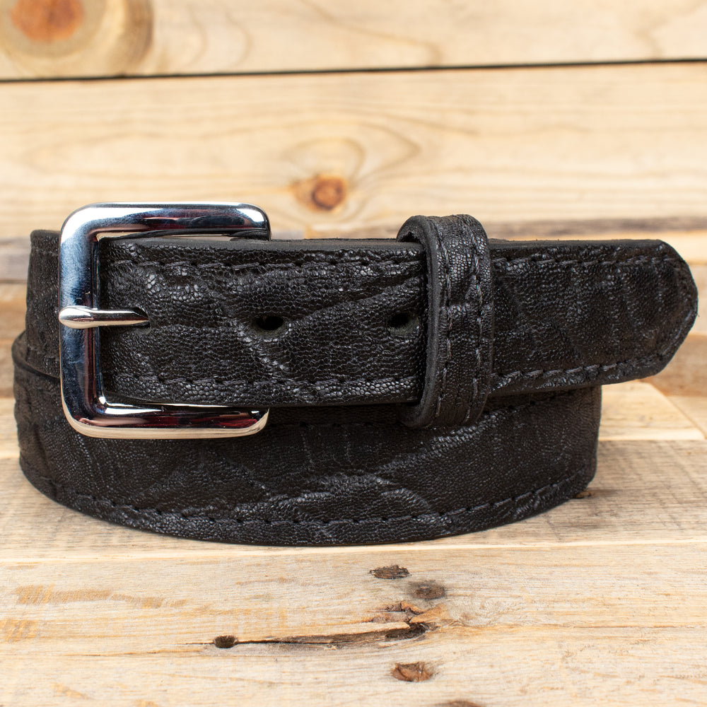 Black Elephant Hide Leather Belt Yoder Leather Company