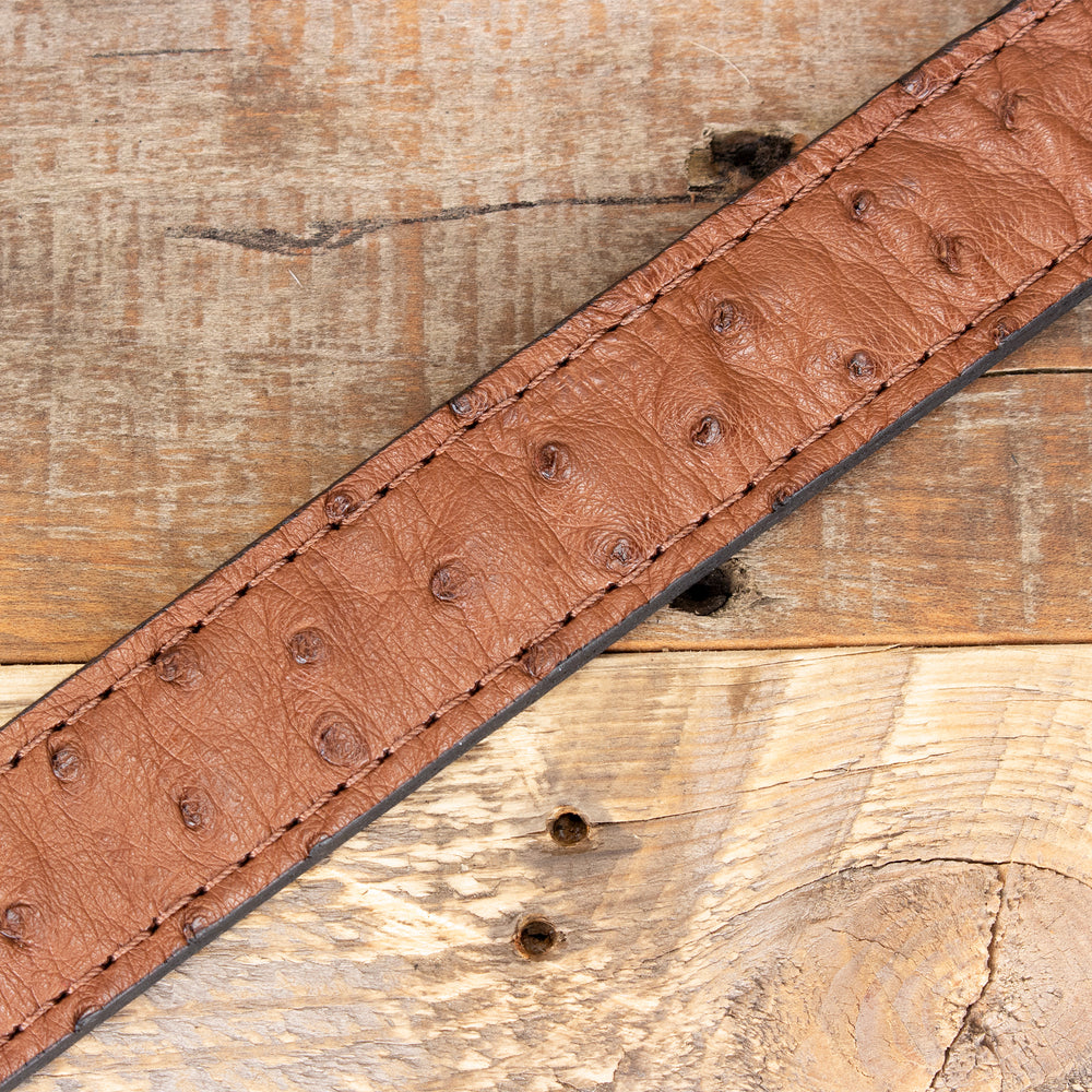 Brown Ostrich Belt - Handmade real Ostrich Skin – Yoder Leather Company