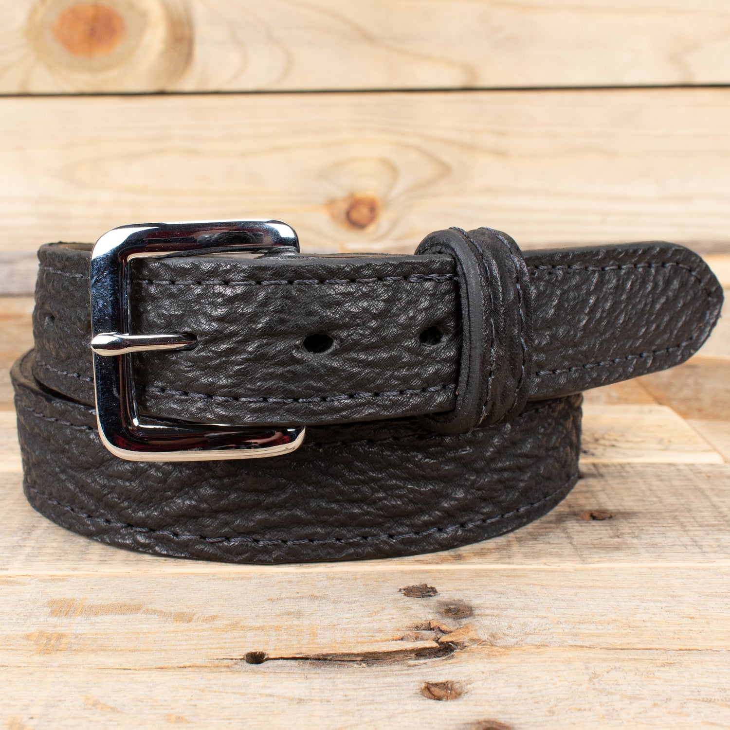 Black Shark Skin Leather Belt - Amish Handmade – Yoder Leather Company