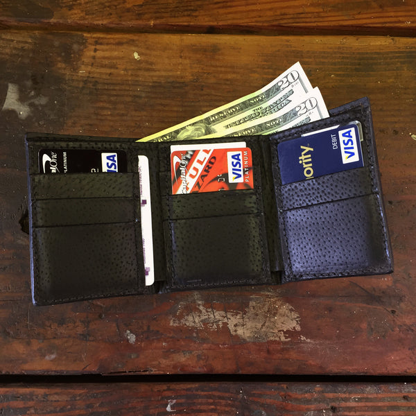 Black Bison / Buffalo Trifold Wallet Amish Handmade – Yoder Leather Company