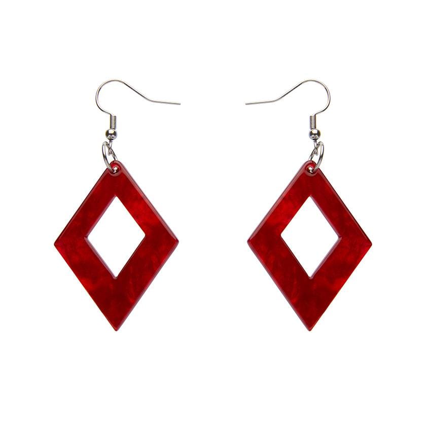 Diamond Ripple Resin Drop Earrings Red Erstwilder 