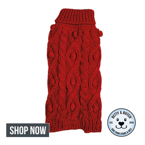 Red Bobble Knit Dog Jumper