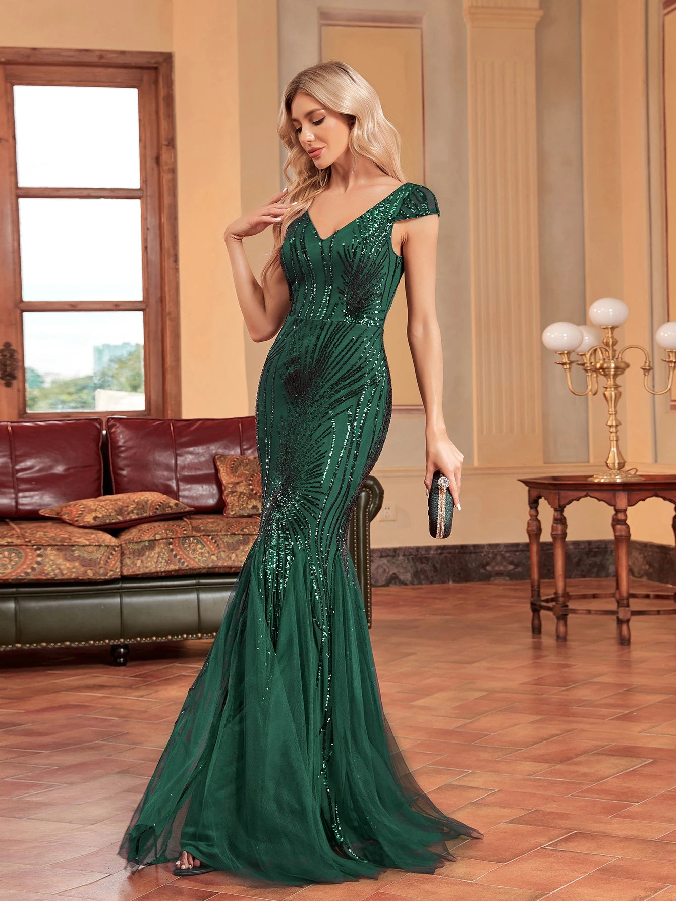 BluePlum - BLUEPLUM Luxury Sequins Mermaid Evening Gown