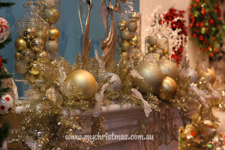 Gold Christmas Mantel display