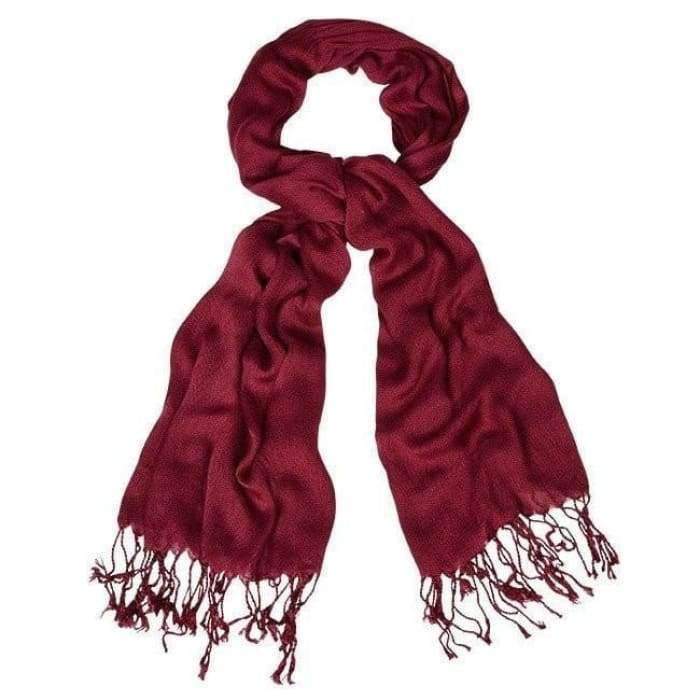 maroon fringe scarf