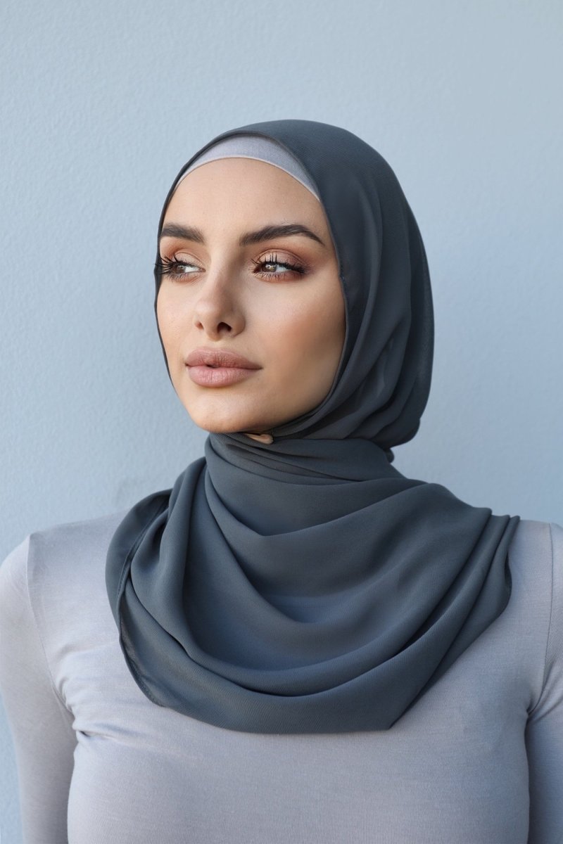 Plain Chiffon Dark Charcoal Hijab exclusive at Divinity Collection