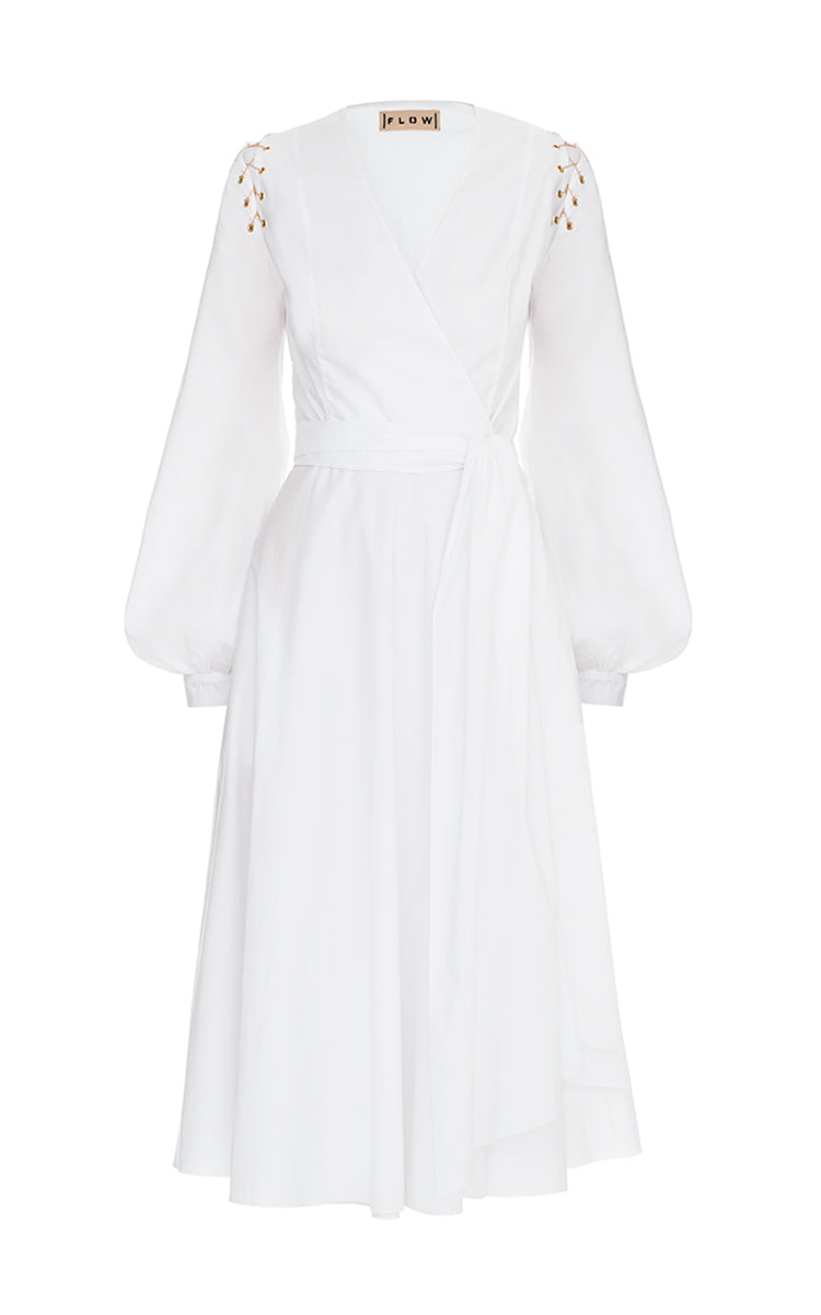 white cotton dress long sleeve