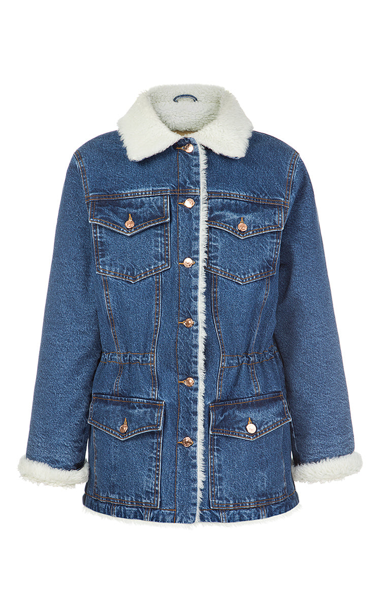 Tammy Girl Y2K denim jacket with vintage style shaggy trim | ASOS
