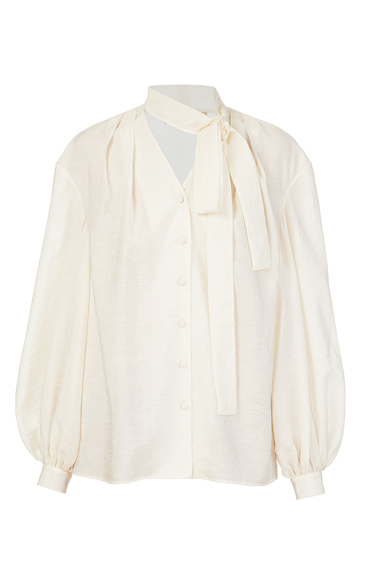 Milk Batiste Blouse with Bowtie — FLOW THE LABEL