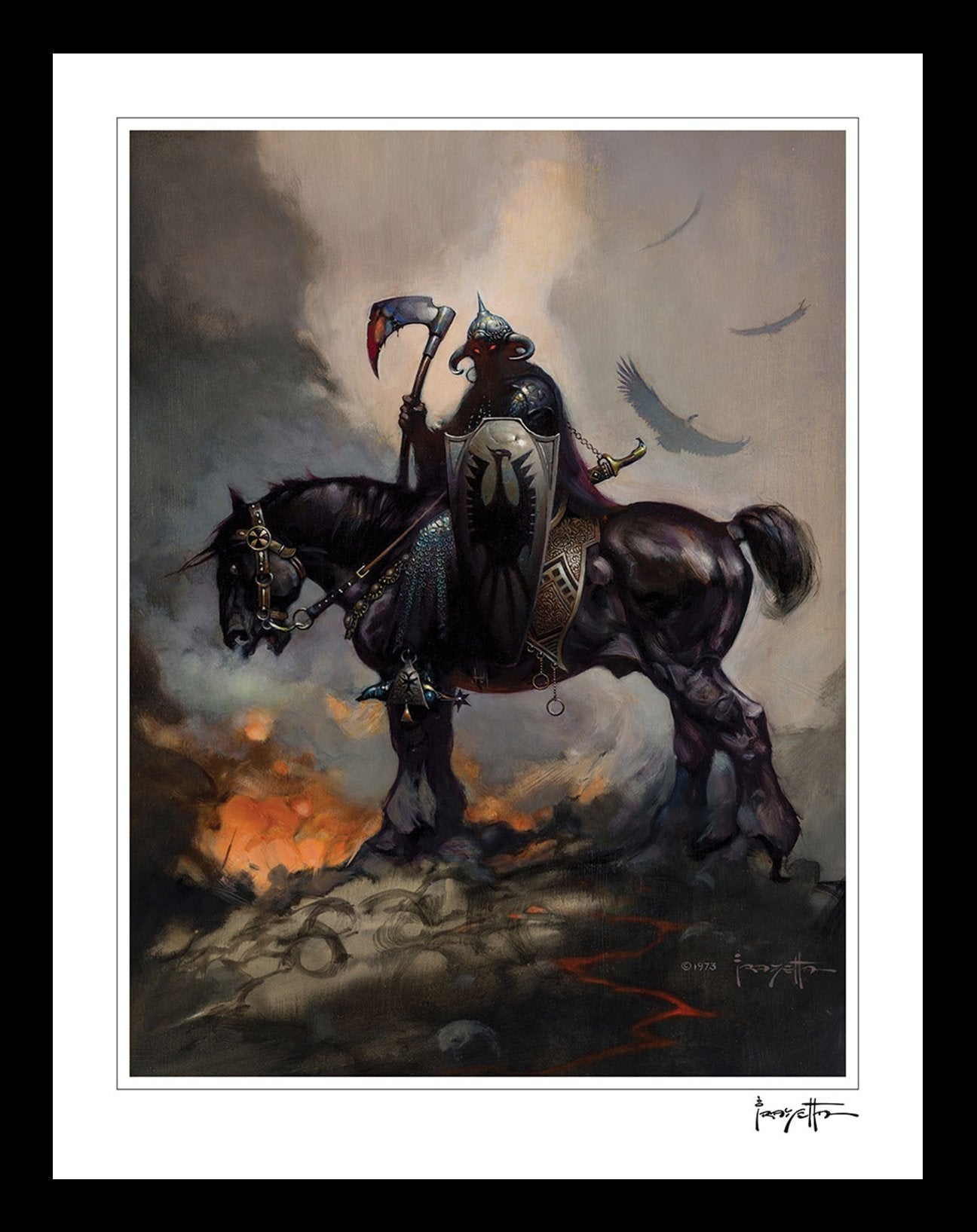 Конан кони. Фрэнк Фразетта Death Dealer. A.J. подпись художника лошади.