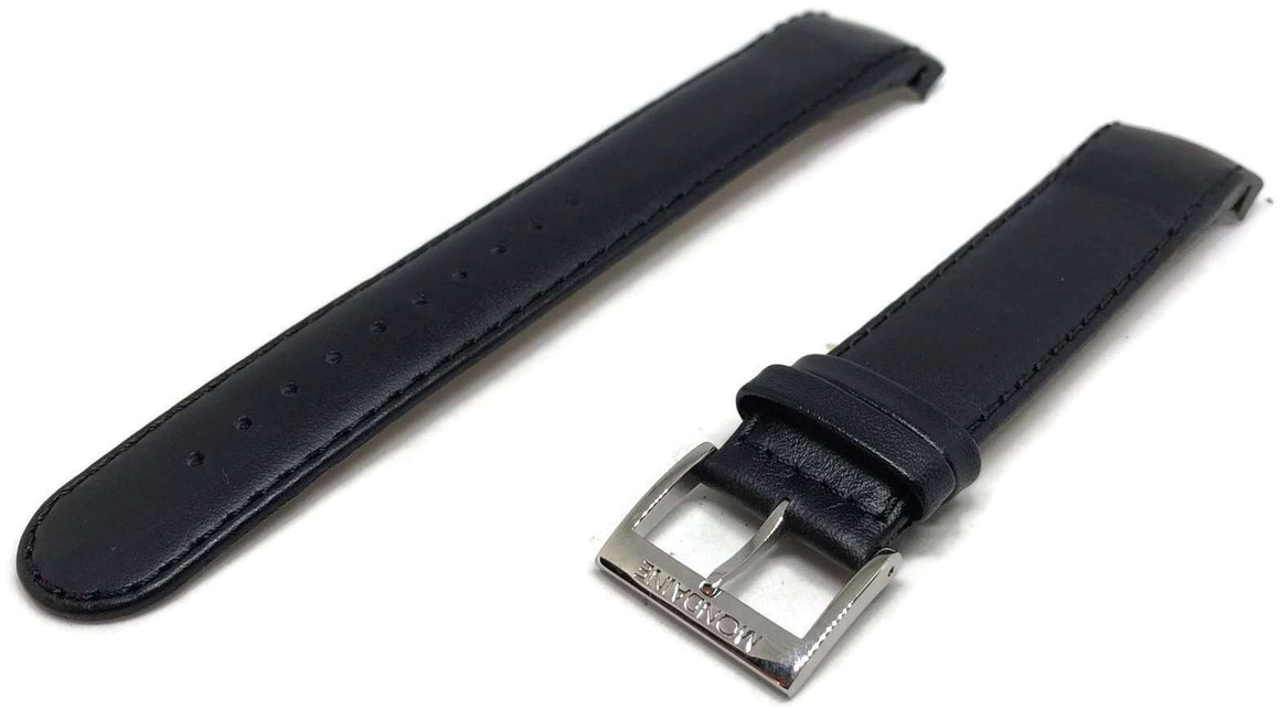 Authentic Mondaine Watch Strap Black 20mm Extra Long Curved End ...