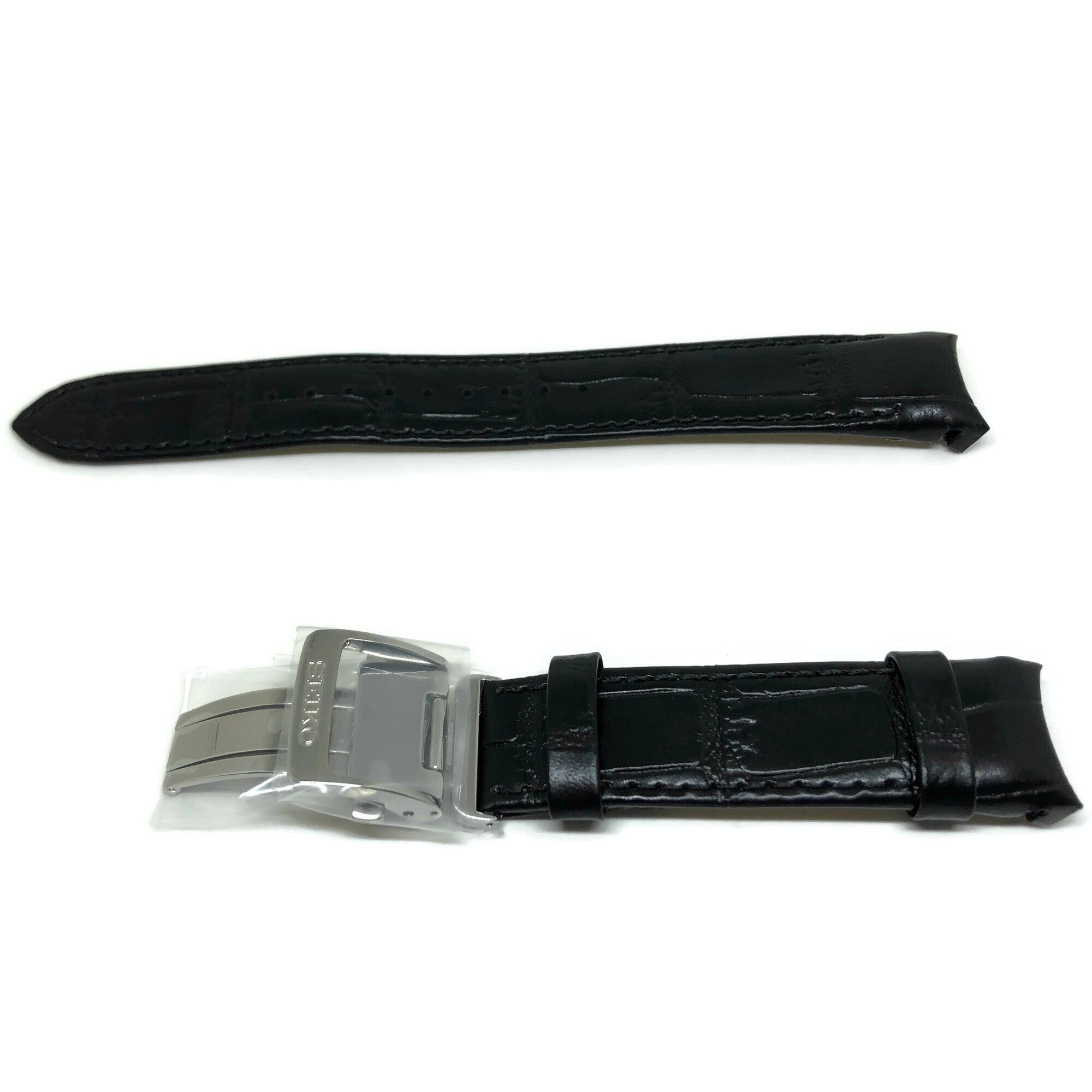 Authentic Seiko Watch Strap 20mm Alligator Grain Calf Leather Black – Watch  and Clock Parts Ltd