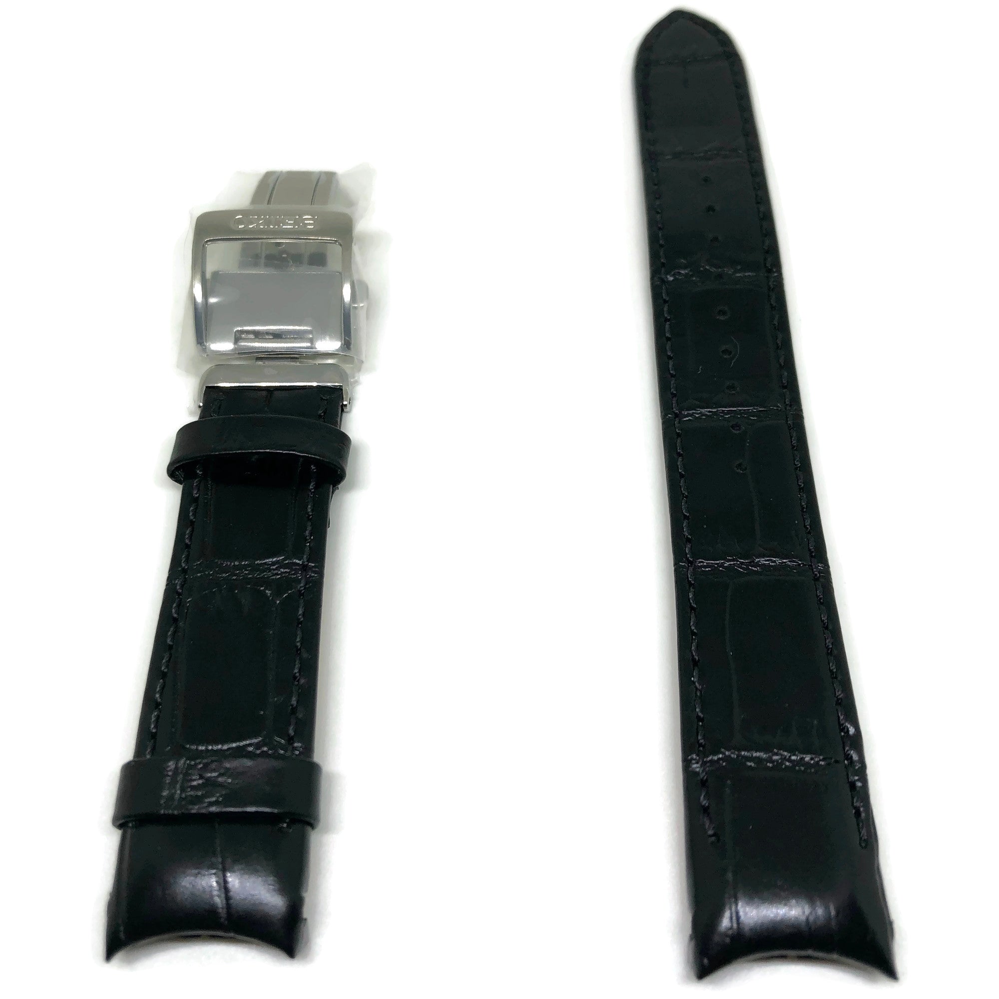 Authentic Seiko Watch Strap 20mm Alligator Grain Calf Leather Black – Watch  and Clock Parts Ltd