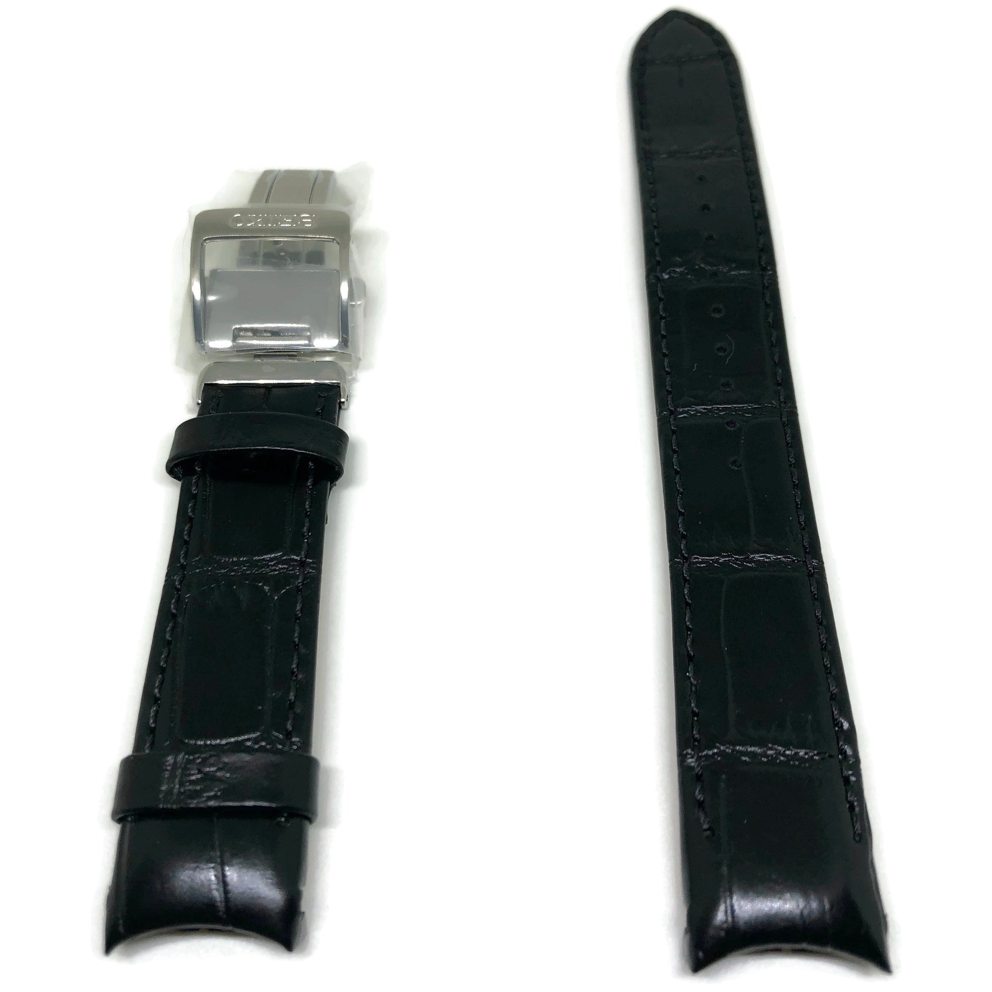 authentic seiko watch strap 20mm alligator grain calf leather black £ ...